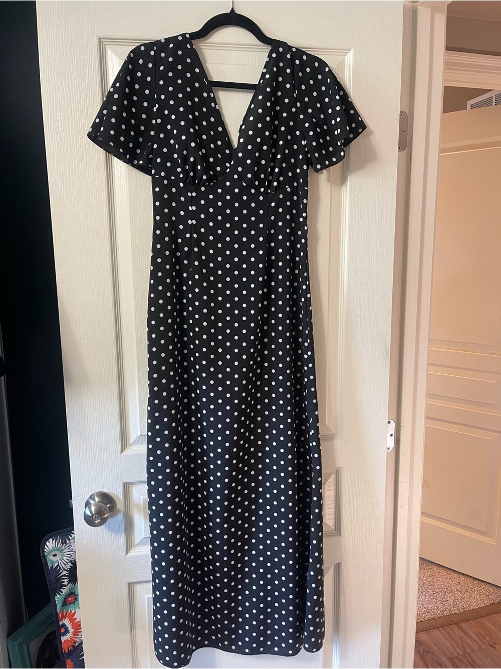Black Polka Dot V-Neck Maxi Dress